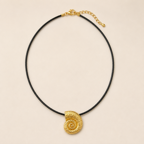 Collar Maxi Dije Caracola (Cordon negro)