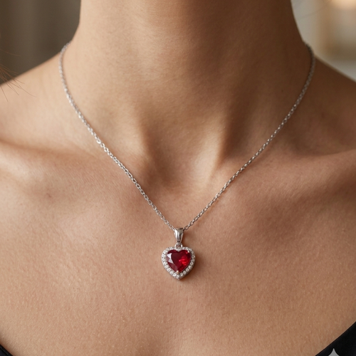 Collar Corazón Rubí Silver